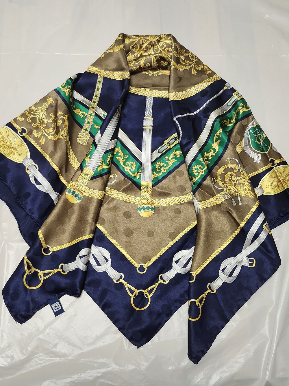 Vintage Large Silk Scarf By Renato Balestra Made In Italy In The Style Of Gucci